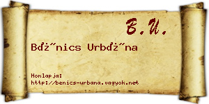 Bénics Urbána névjegykártya